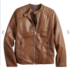 Apt 9 Caramel Faux Leather Zip-up Jacket